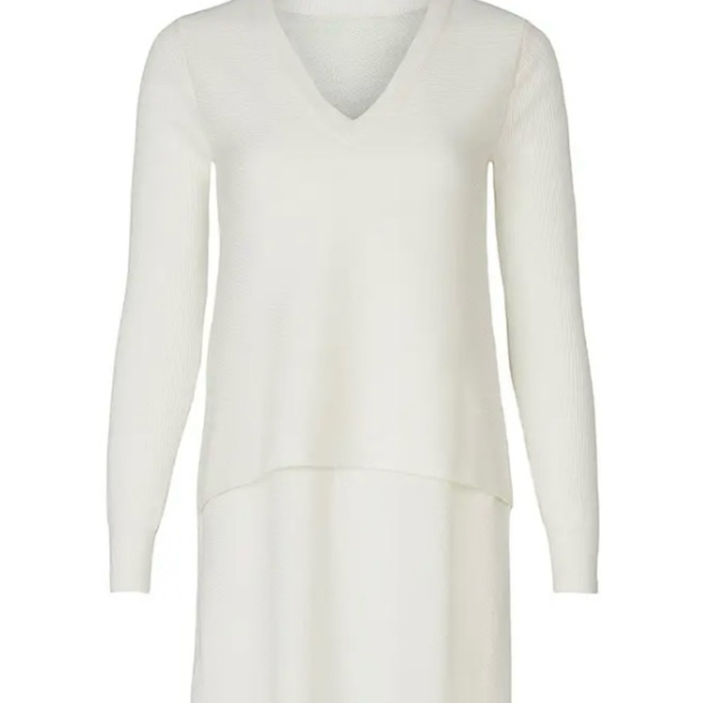 Derek Lam Collective Asymmetrical White V-Neck Sweater Sz-XSmall